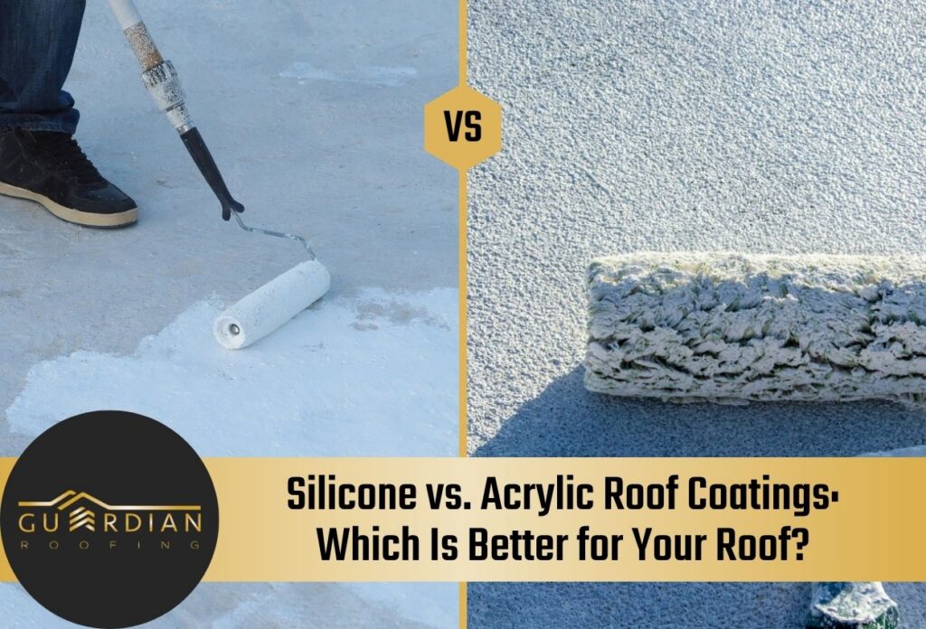 Comparison of silicone and acrylic roof coatings using paint rollers.